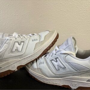 Unisex New Balance 550 White and Tan Sneakers